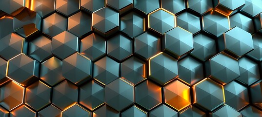 Abstract Green Hexagon Patterns: Sleek Design for Ultrawide Banners on Black Background - Perfect for Modern Concepts and Presentations