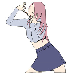 Illustration vector of Kpop fashion stage. idols of Koreans performing. K-pop female fashion idol. female singer who is singing wearing beautiful clothes