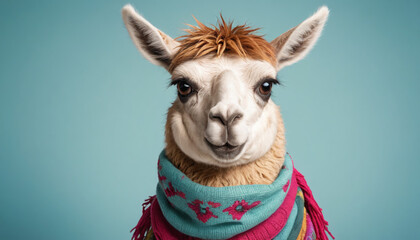 Stylish Llama Wearing a Scarf