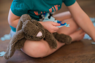 child playing with toy