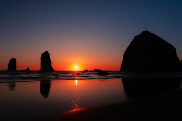 Sunset at Cannon Beach in Oregon 