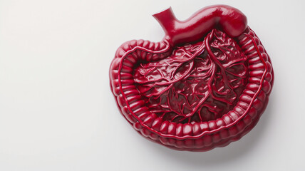 Anatomically accurate model of a human stomach isolated on a white background. - obrazy, fototapety, plakaty