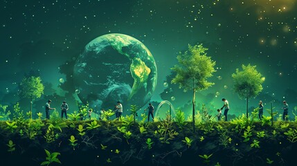 Reduce global warming by helping to plant green trees. To make the world brighter and refreshed