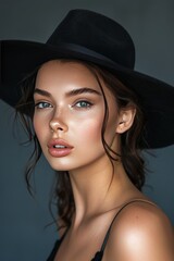 Elegant Woman in Black Hat
