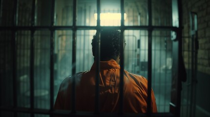 afro-carribbean male in prison locked in a jail cell