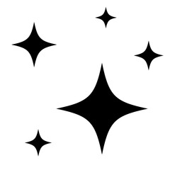 Obraz premium Black single magic stars icon, simple bright sparkle flat design interface illustration elements for app ui ux web banner button vector isolated on white background