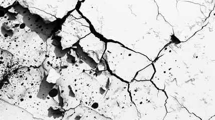 An illustration of cracks over a grunge background in black and white tones.