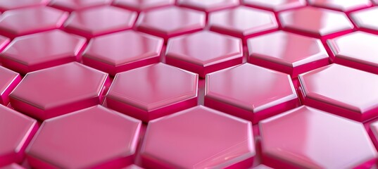 Pink Holographic Hexagon Patterns: Vibrant Ultrawide Banner Background with Futuristic Design Elements for Eye-catching Visuals