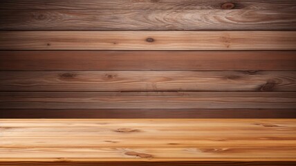 Naklejka premium a polished wooden surface, whether it's a shelf, desk, display, or board, showcased in a pristine front view against a minimalist white backdrop.