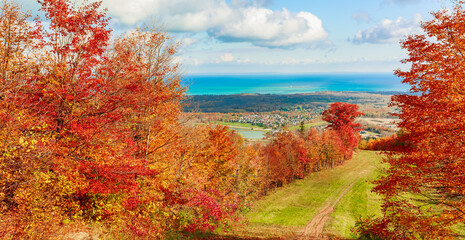 gorgeous view on Georgian bay, lake Huron from Blue Mountain, Collinwood, Grey county, Ontario,canada