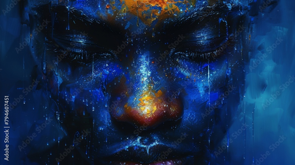 Poster a serene expression on the persons face reflects a sense of inner peace and contentment achieved thr