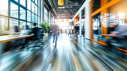  modern office busy workspace with blur motion effect