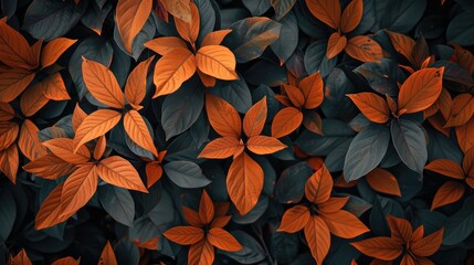 Background of orange plant leaves in nature