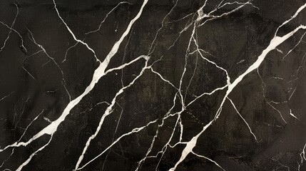 dark marble countertop with striking white veins running through it, creating a captivating contrast in the natural stone.
