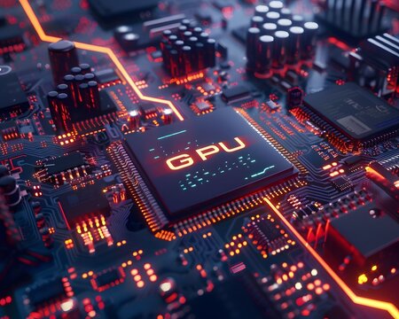 GPU Graphic Processing Unit chip with circuit board 