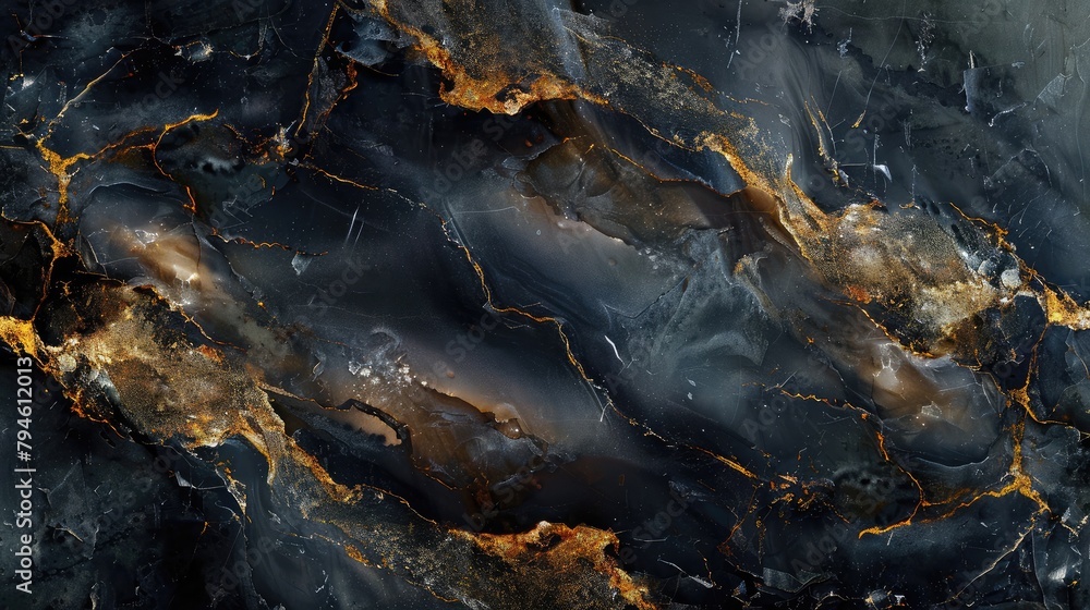 Poster slab of black onyx with elegant natural patterns, illuminated to highlight its unique veining and gl