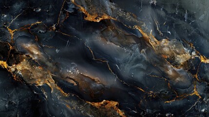 slab of black onyx with elegant natural patterns, illuminated to highlight its unique veining and glossy texture.