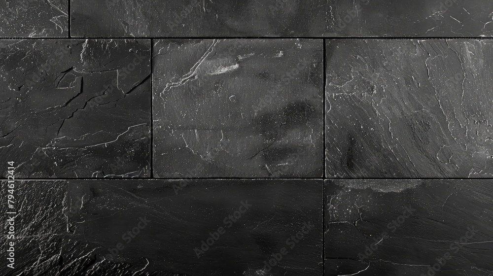 Poster a smooth black slate tile featuring subtle variations in texture and tone, perfect for adding depth 