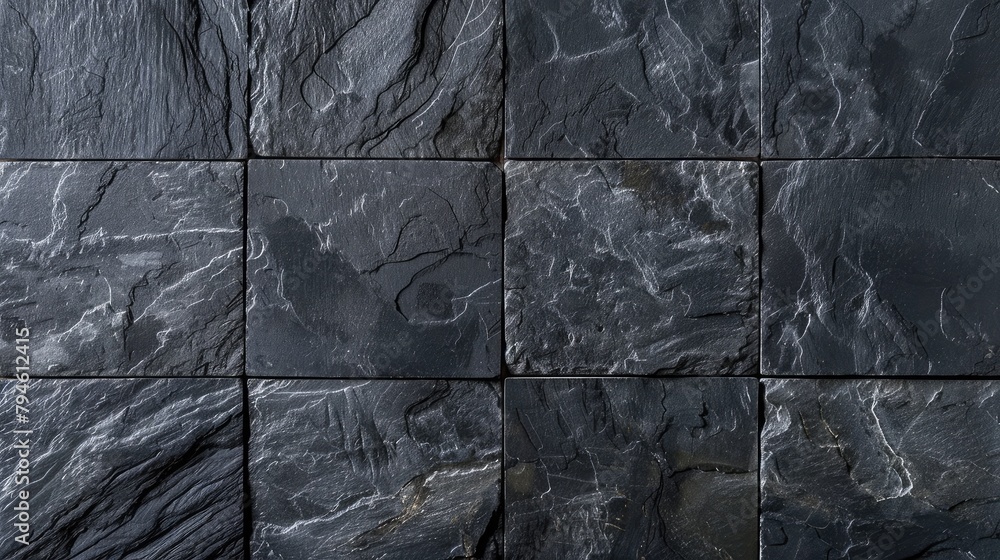 Poster a smooth black slate tile featuring subtle variations in texture and tone, perfect for adding depth 