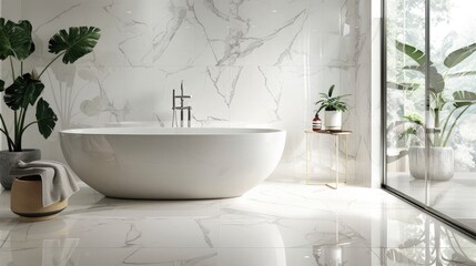 A smooth white marble tile featuring delicate veining and a polished finish, ideal for creating a luxurious and timeless aesthetic in architectural design.