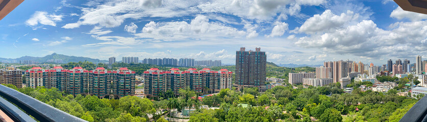 Expansive Urban Landscape Under a Vast Blue Sky, Yuen Long, Hong Kong