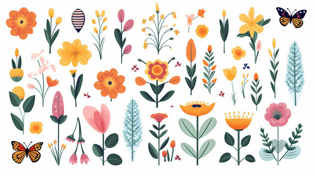 flowers and butterflies