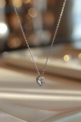 minimalist sliver necklace with diamond pendent