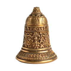 A close up view of a thimble resting on an ornate handcrafted stand presented against a transparent background