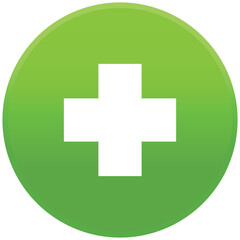 Black single green round add mark button icon, simple math or cross mark flat design concept vector for app ads web banner button ui ux interface elements isolated on white background