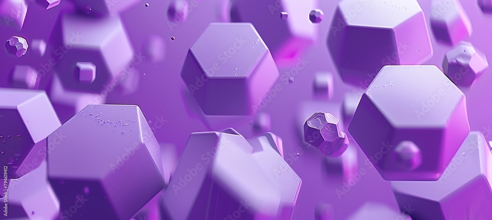 Poster purple holographic hexagon patterns: vibrant ultrawide banner background with futuristic design elem