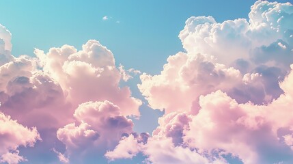 A whimsical cloudscape, with fluffy clouds drifting across a pastel-hued sky, creating a light-hearted and airy background