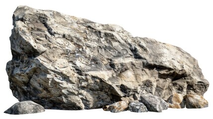 Isolated rock stone volcano on white background, mineral industry element nature.