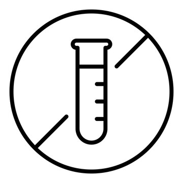 Black single round no artificial flavour line icon, simple ingredient no contain mark flat design pictogram, infographic vector for app logo web button ui ux interface isolated on white background