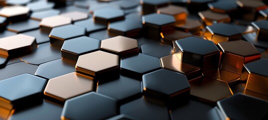 Dynamic Black Holographic Hexagon Patterns: Vibrant Ultrawide Banner Background Perfect for Modern Designs and Digital Displays