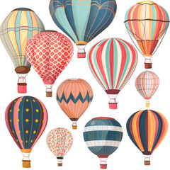 Hot Air Balloons Clipart Collection On white background