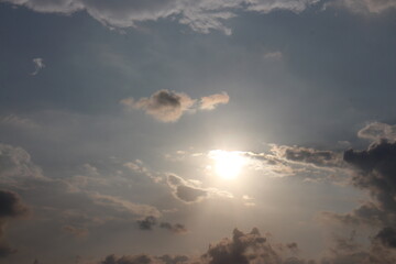 Colorful cloudy sky at sunset. Sky texture, abstract nature background.