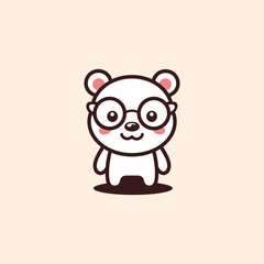 cartoon illustration of a cute mouse wearing glasses