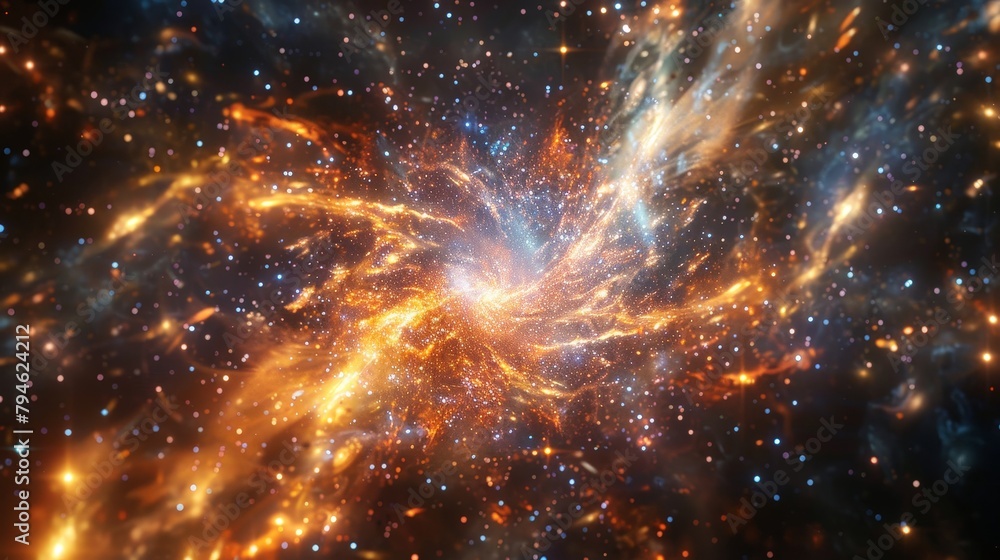 Poster within the intricate web of the universe, the close proximity of galactic clusters and celestial bod