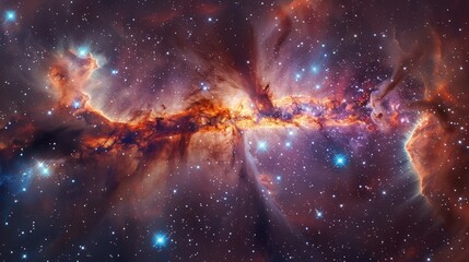 Within the cosmic neighborhood of our Milky Way galaxy, the close proximity of celestial bodies and interstellar clouds forms a vast cosmic landscape teeming with activity and intrigue. - obrazy, fototapety, plakaty