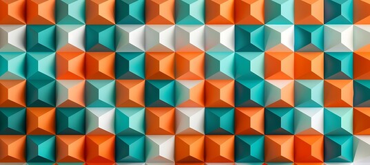 Vibrant Cubic Holographic Patterns: Multicolored Background for Ultrawide Banners