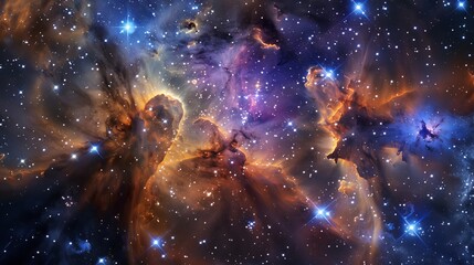 Fototapeta premium Within the cosmic neighborhood of our Milky Way galaxy, the close proximity of celestial bodies and interstellar clouds forms a vast cosmic landscape teeming with activity and intrigue.