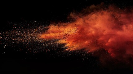 Fototapeta na wymiar Dynamic explosion of gold colored dust isolated on black background