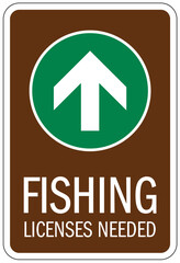 Fishing sign direction. Fishing license needed