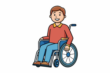 A man is sitting in a wheelchair vector illustration