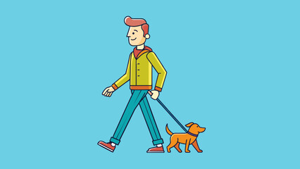 A man walks with a dog vector illustration