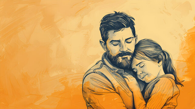 Hand drawn father day graphic illustration banner template with copy space background for special occasion celebration