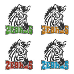 Naklejka premium Zebras Illustration Clip Art Design Shape. Zebra Silhouette Icon Vector.