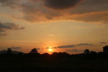 sunset sky with clouds.