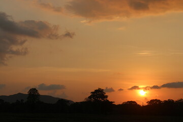 sunset sky with clouds.