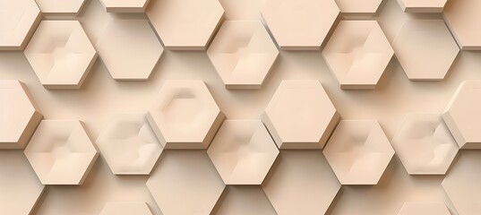 Holographic Hexagon Patterns on Beige Background: Stunning Ultrawide Banner for Futuristic Design Concepts and Modern Technology Presentations